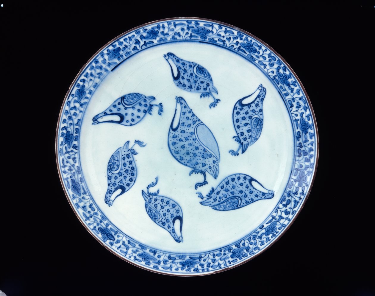 Koroptev pokrm, Írán, safavidské období, 18. století (kamenná pasta s modrou glazurou) od Persian School