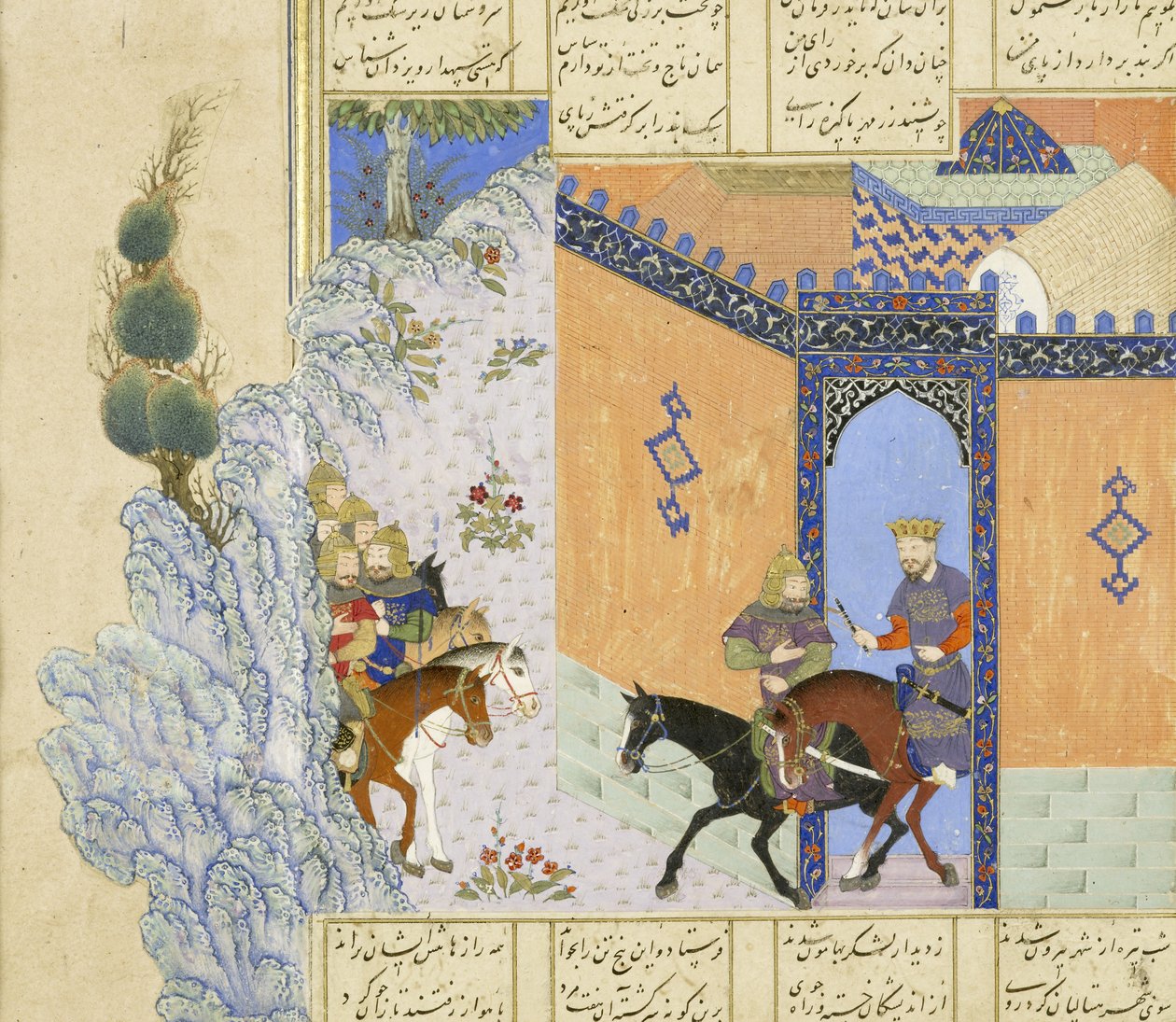 Persian 239 fol.394a Detail: Šahnáma (Kniha králů), autor: Abul-Qasim Mansur Firdawsi (asi 934-1020), 1444 od Persian School