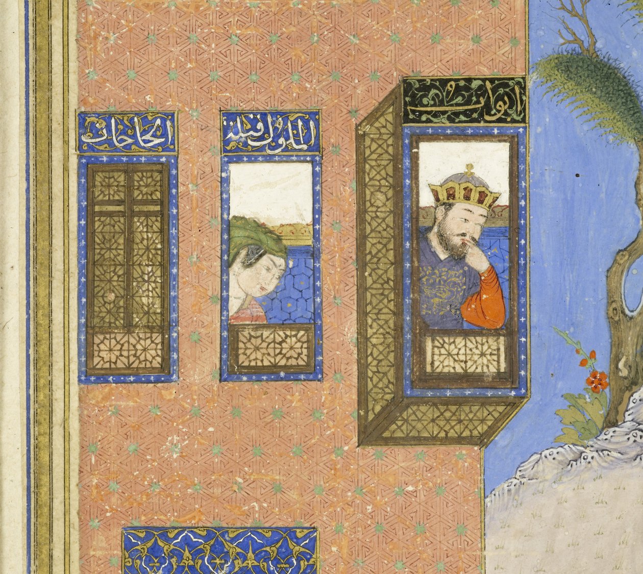 Perština 239 fol.76a Detail: Ohnivá zkouška Siy?vush, ilustrace z Shahnama (Kniha králů), od Abul-Qasim Mansur Firdawsi (c.934-c.1020), 1444 od Persian School