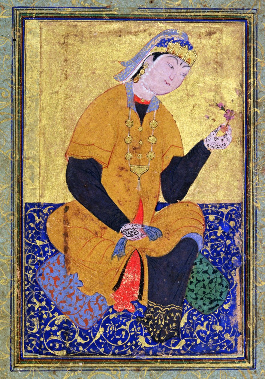 Portrét Hamida Banu Begum, držící pečeť, ilustrovaný folio z Antologie Mir Ali, 1550, od Persian School
