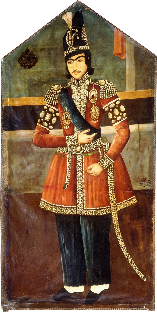 Portrét F. Nasir al-Din Shah, asi 1850 od Persian School