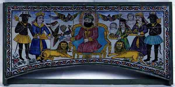 Qajar Cuerda Seca Panel, Shiraz (glazovaná kamenina) od Persian School