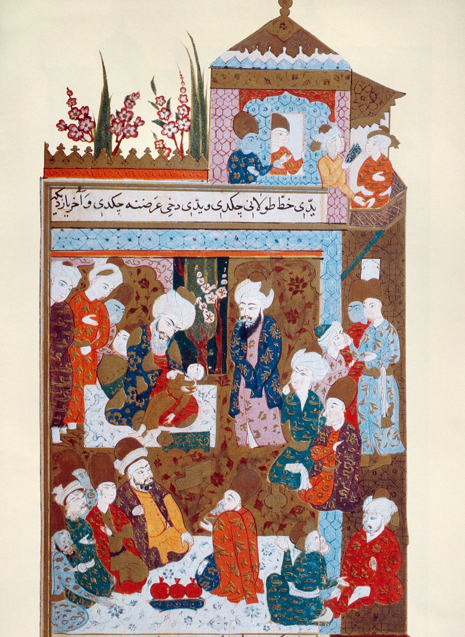 Rumi léčí svého staršího syna Arifa, konec 16. století od Persian School