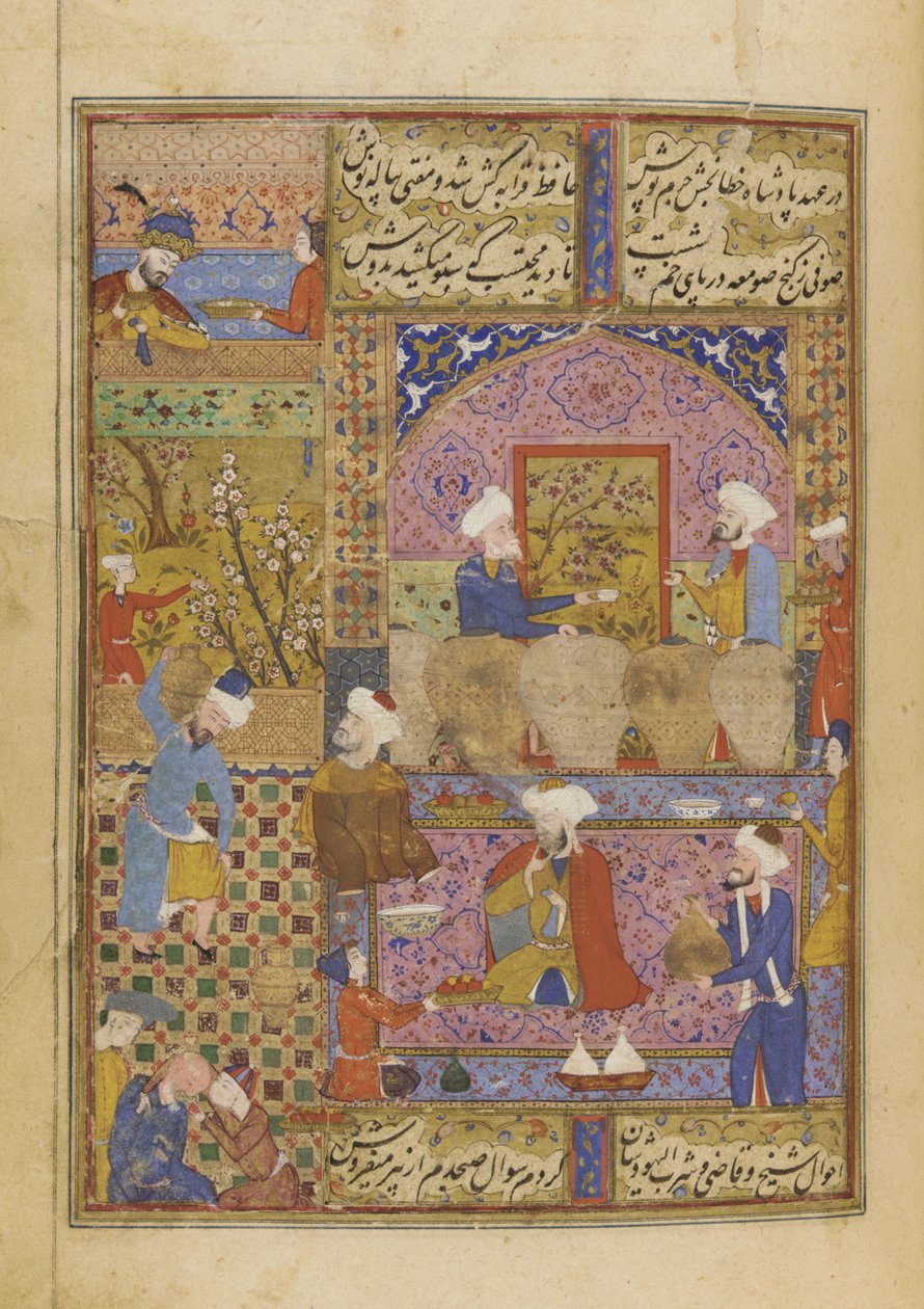 Scéna v hospodě z Divanu od Háfize, kolem 1552-53 od Persian School