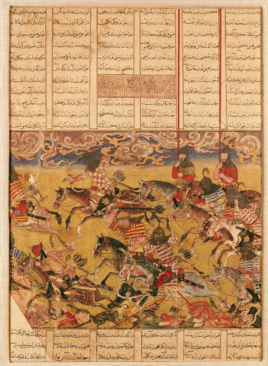 Dobití kavalírů z Faramouz, ilustrace z „Shahnama“ (Kniha králů), od Abu