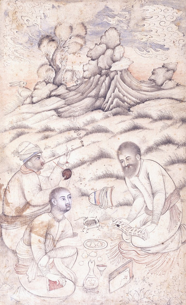Tři mladí muži v krajině, c. poloviny 17. století od Persian School