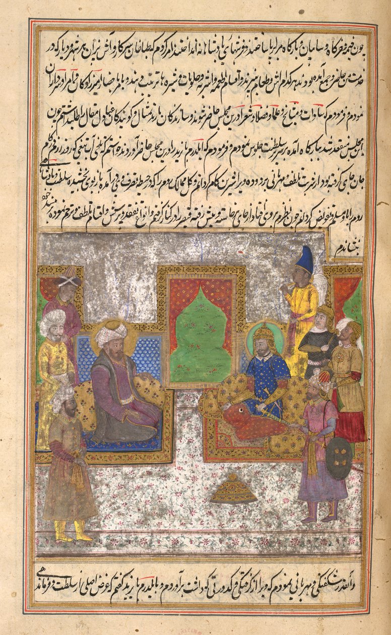 Timur & Sultan Bayazid I (Yilderam) po bitvě u Ankary (1402) ilustrace z 