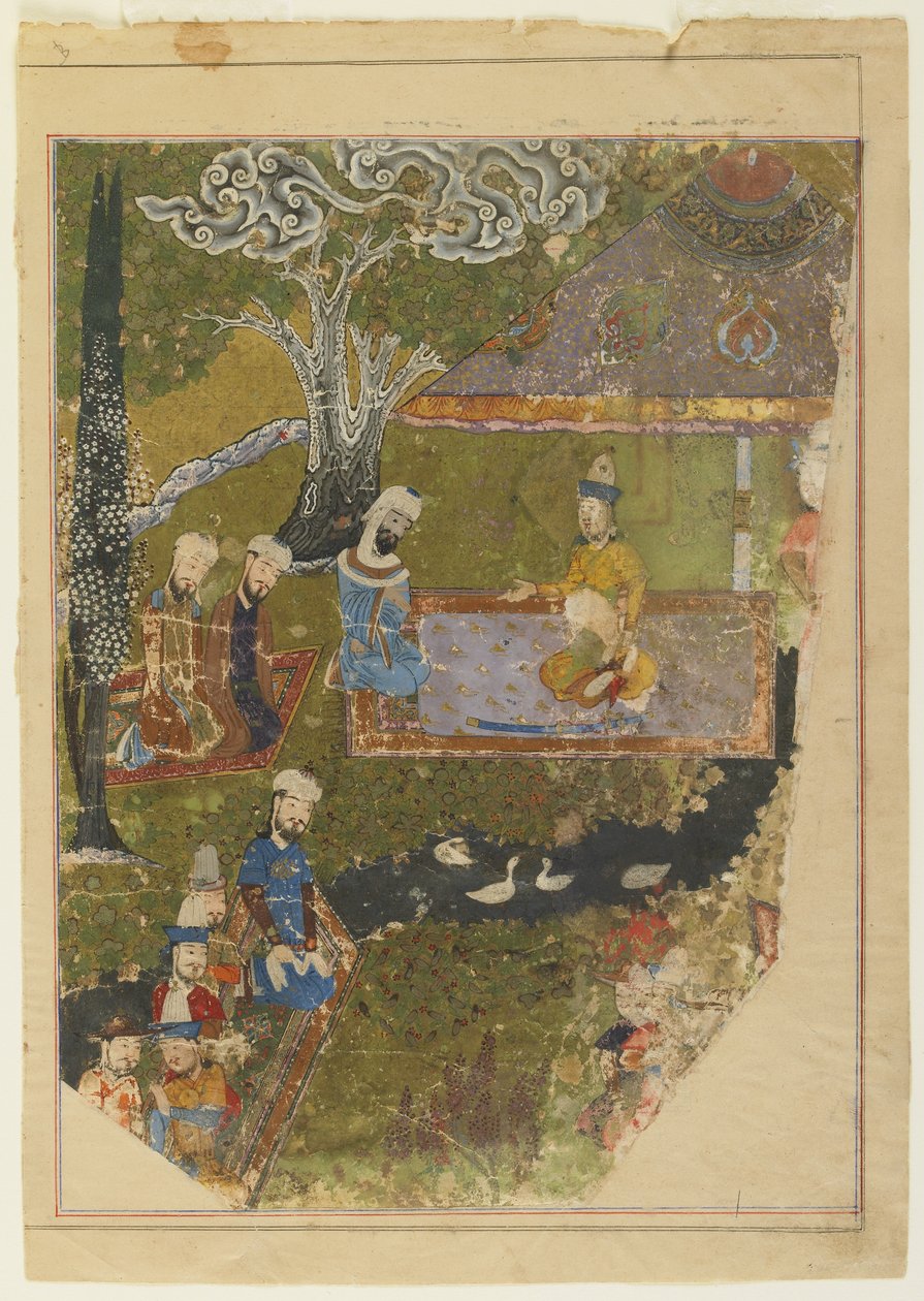 Timur uděluje audienci u příležitosti svého nástupu na trůn v Balchu, 1436 od Persian School