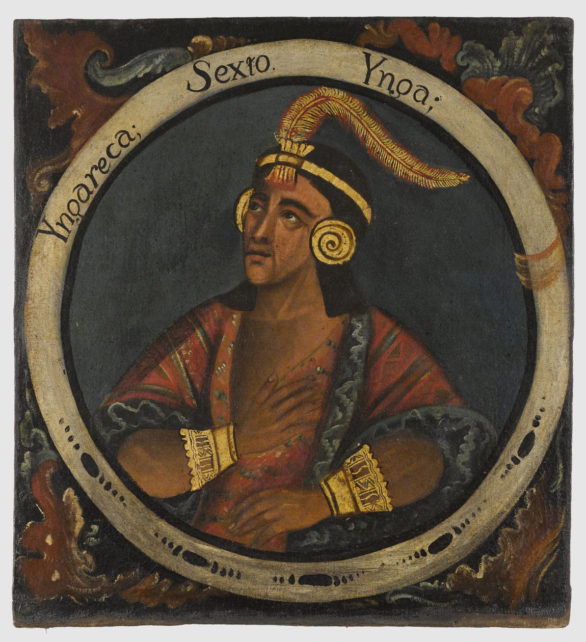Inca Roca, šestý král Inků, polovina 18. století od Peruvian School