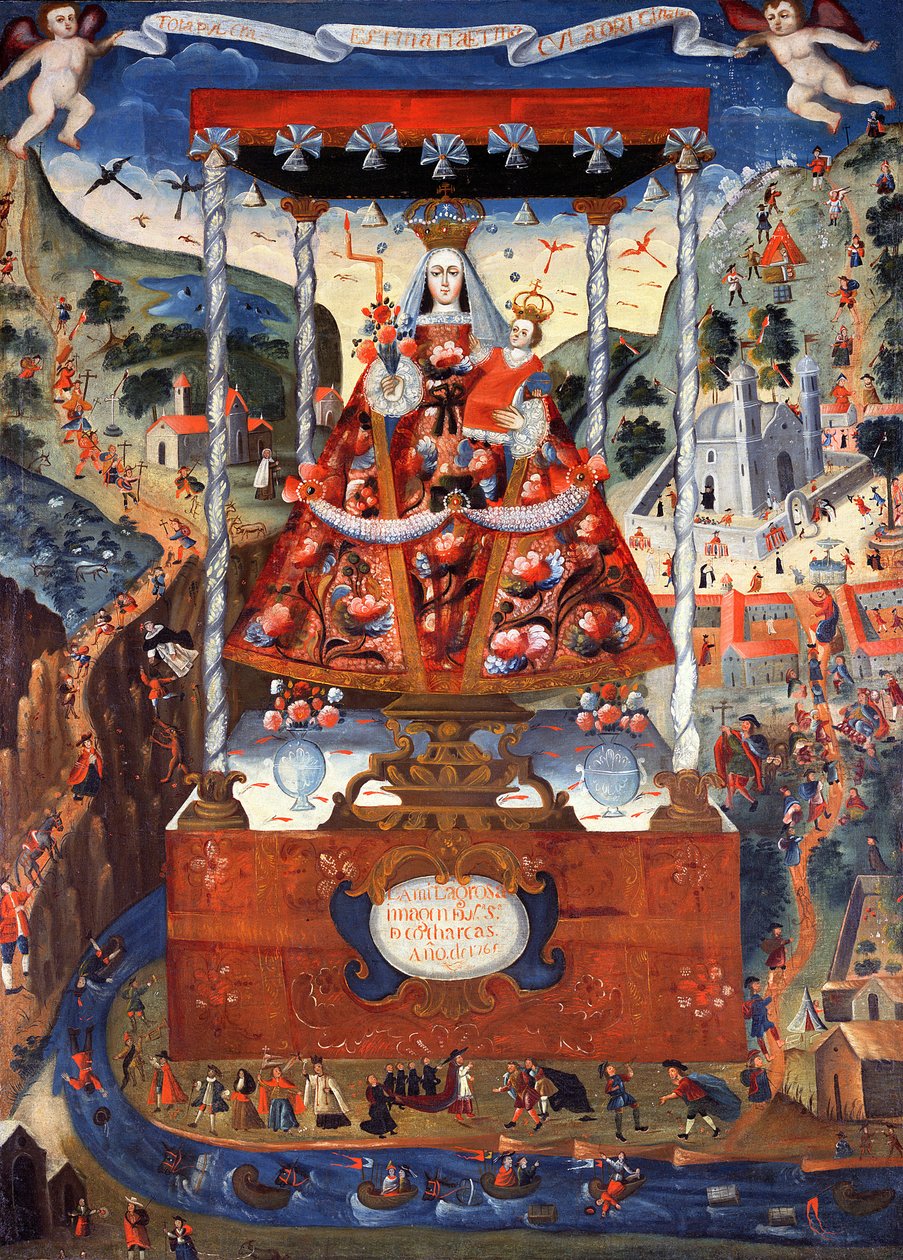 Naše Paní z Cocharcas pod Baldacchino, 1765 od Peruvian School