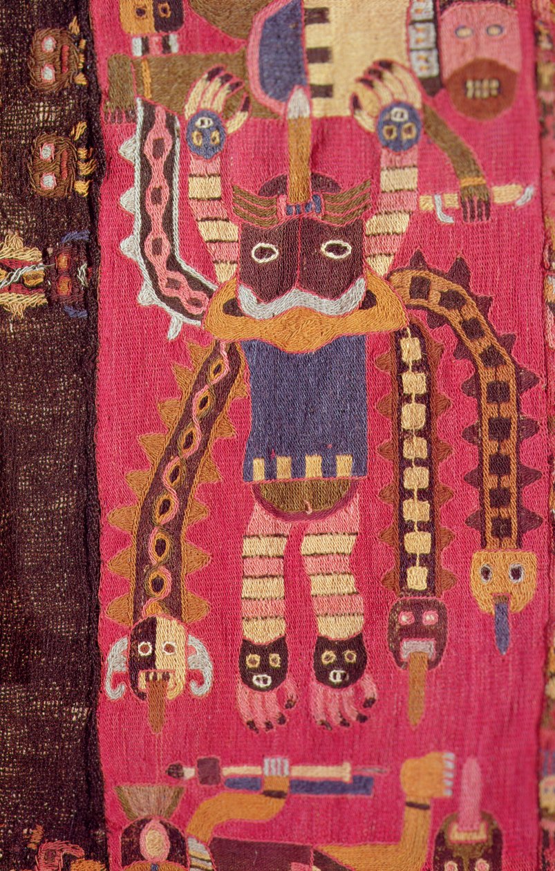 Vlněná postava boha, Paracas Culture (textil) od Peruvian School