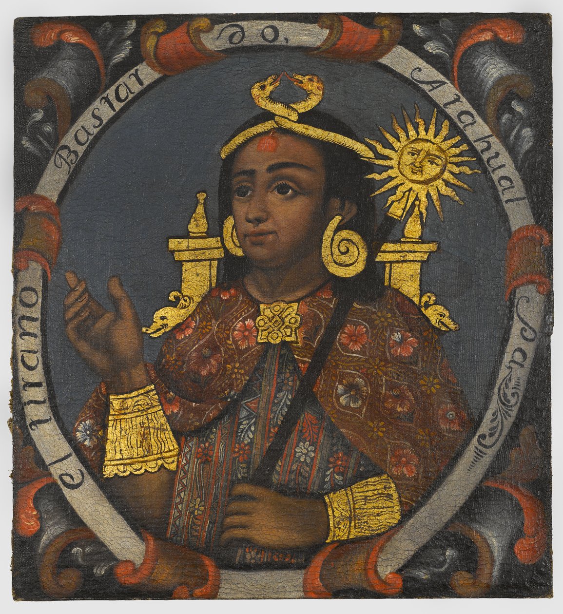 Atahualpa (asi 1502-33) 14. a poslední incký král, polovina 18. století od Peruvian School