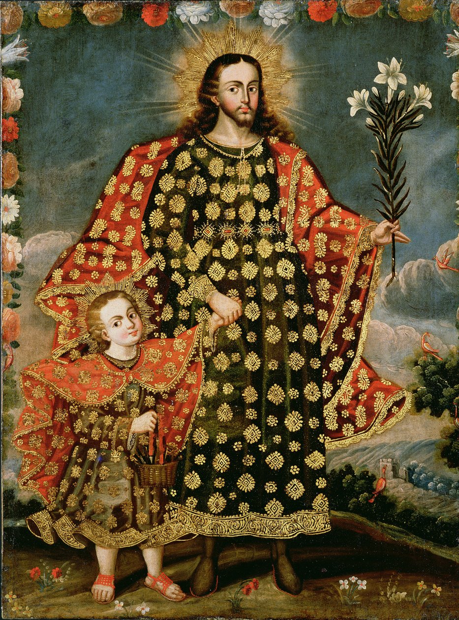 Svatý Josef a Ježíšek, konec 17. - začátek 18. století od Peruvian School