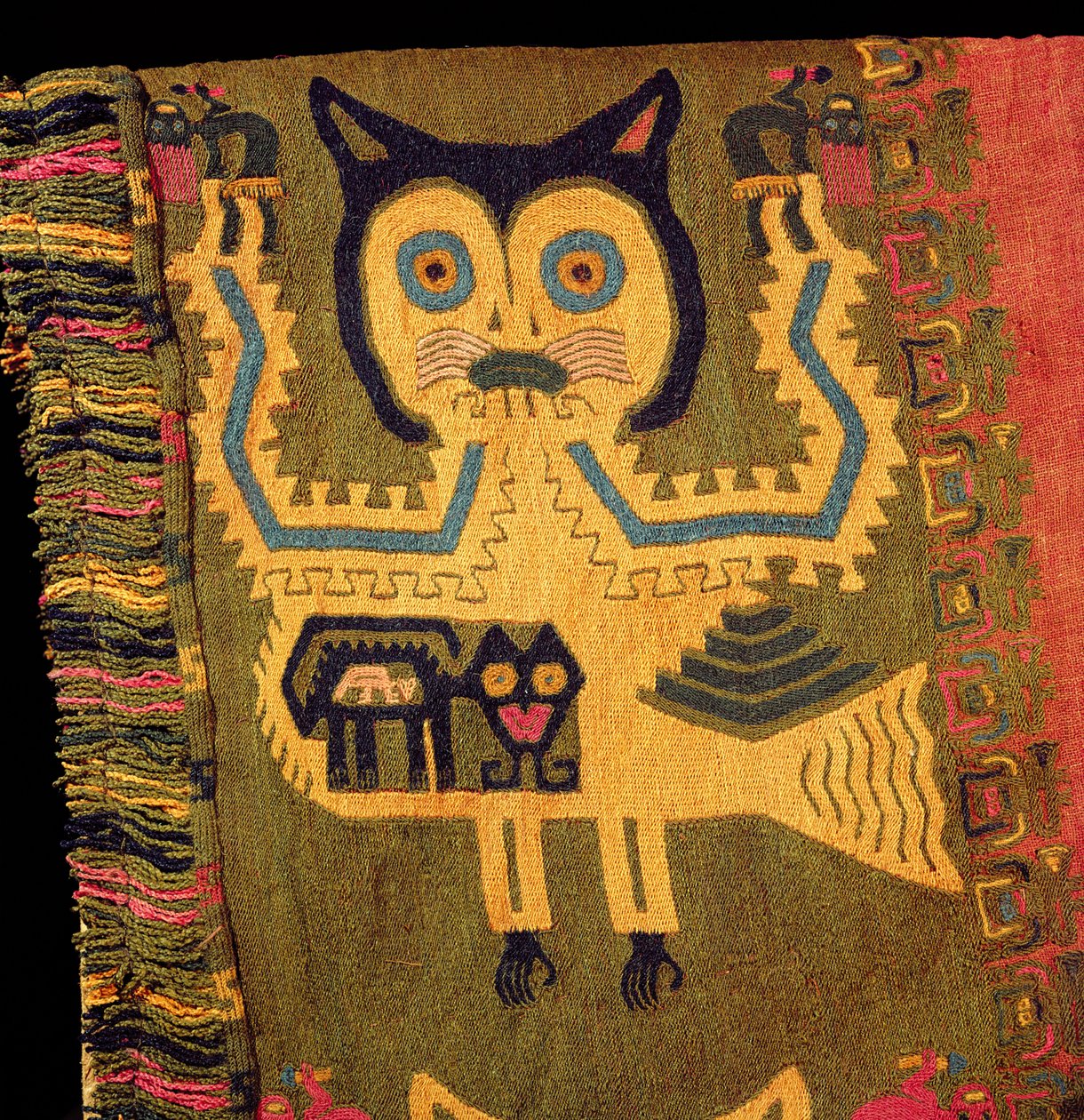 Vlněná figurka jaguára, kultura Paracas, cca 1500 př. n. l. (textil) od Peruvian School