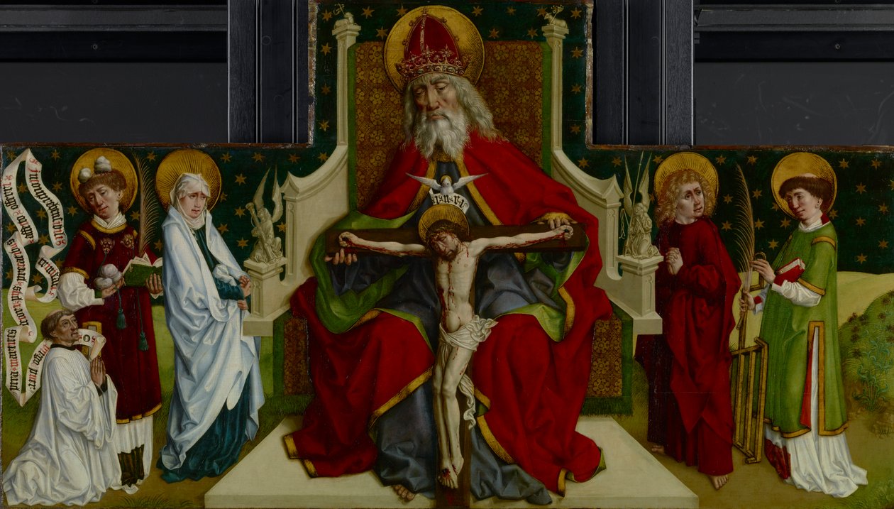 Trojice s Pannou, svatý Jan Evangelista, Štěpán a Vavřinec a donátor, 1479 od Peter Hemmel