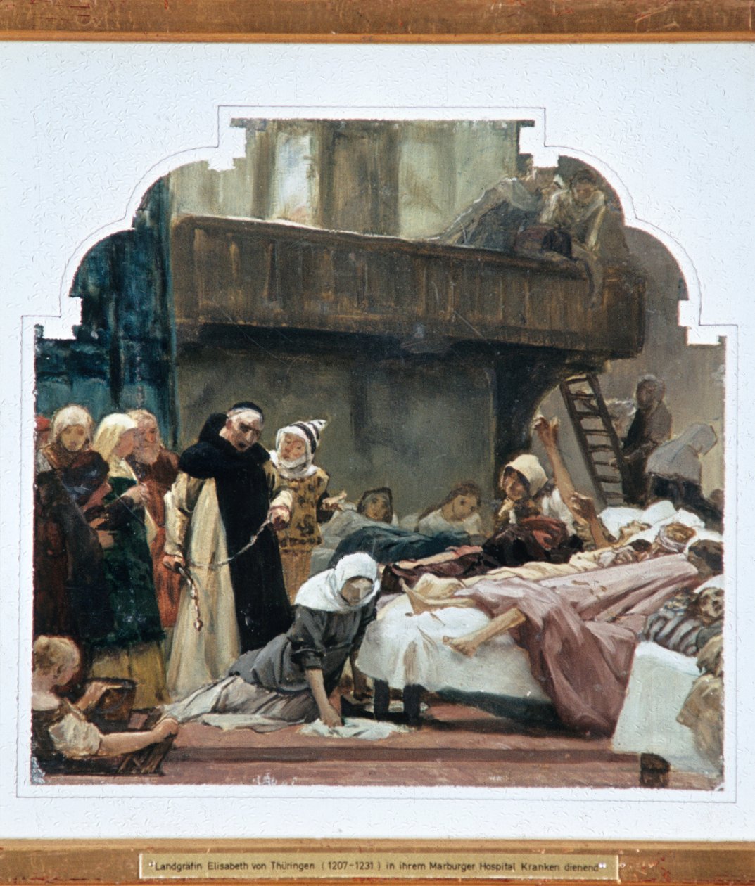 Studie pro svatou Alžbětu a jejího zpovědníka Konráda z Marburgu v roce 1230 (wc na papíře) (viz 372079) od Peter Johann Theodor Janssen
