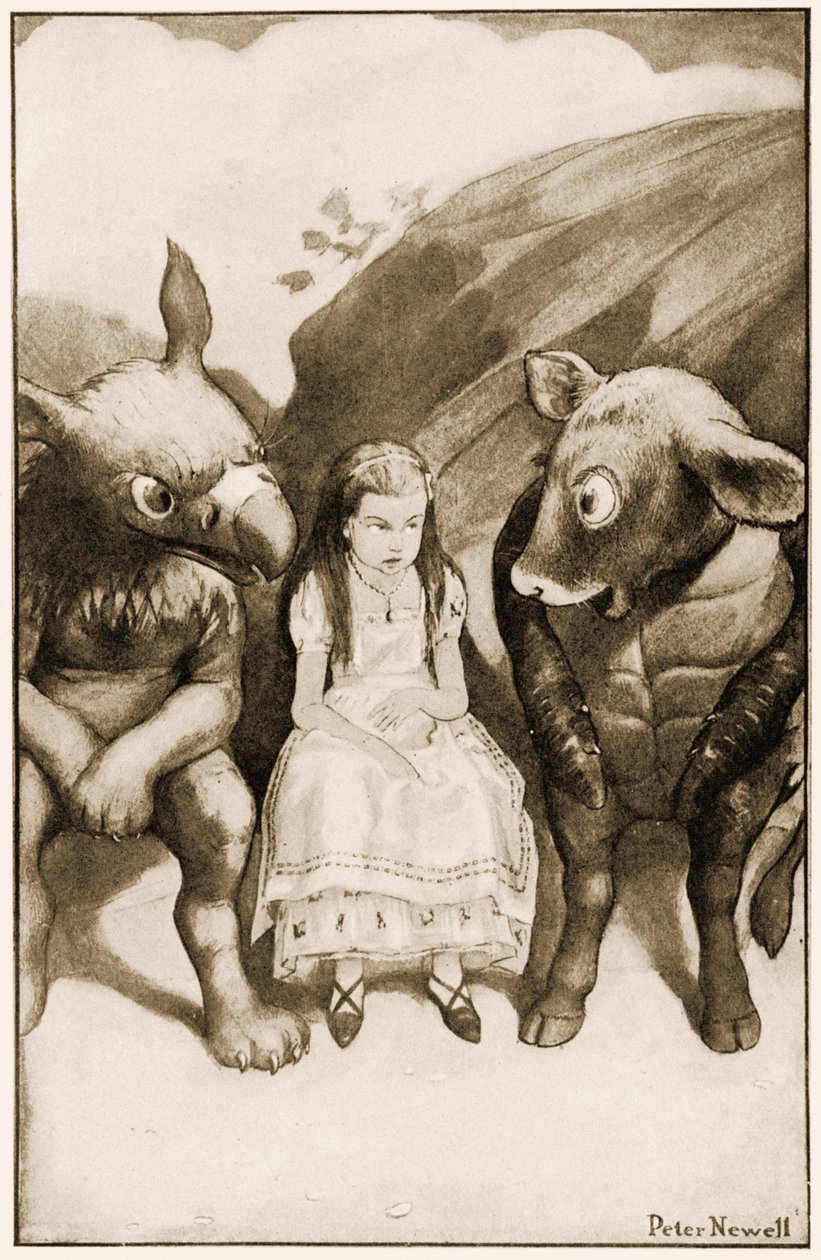 „Alice jim začala vyprávět svá dobrodružství“, ilustrace pro Lewise Carrolla Alenka v říši divů, 1901 od Peter Newell