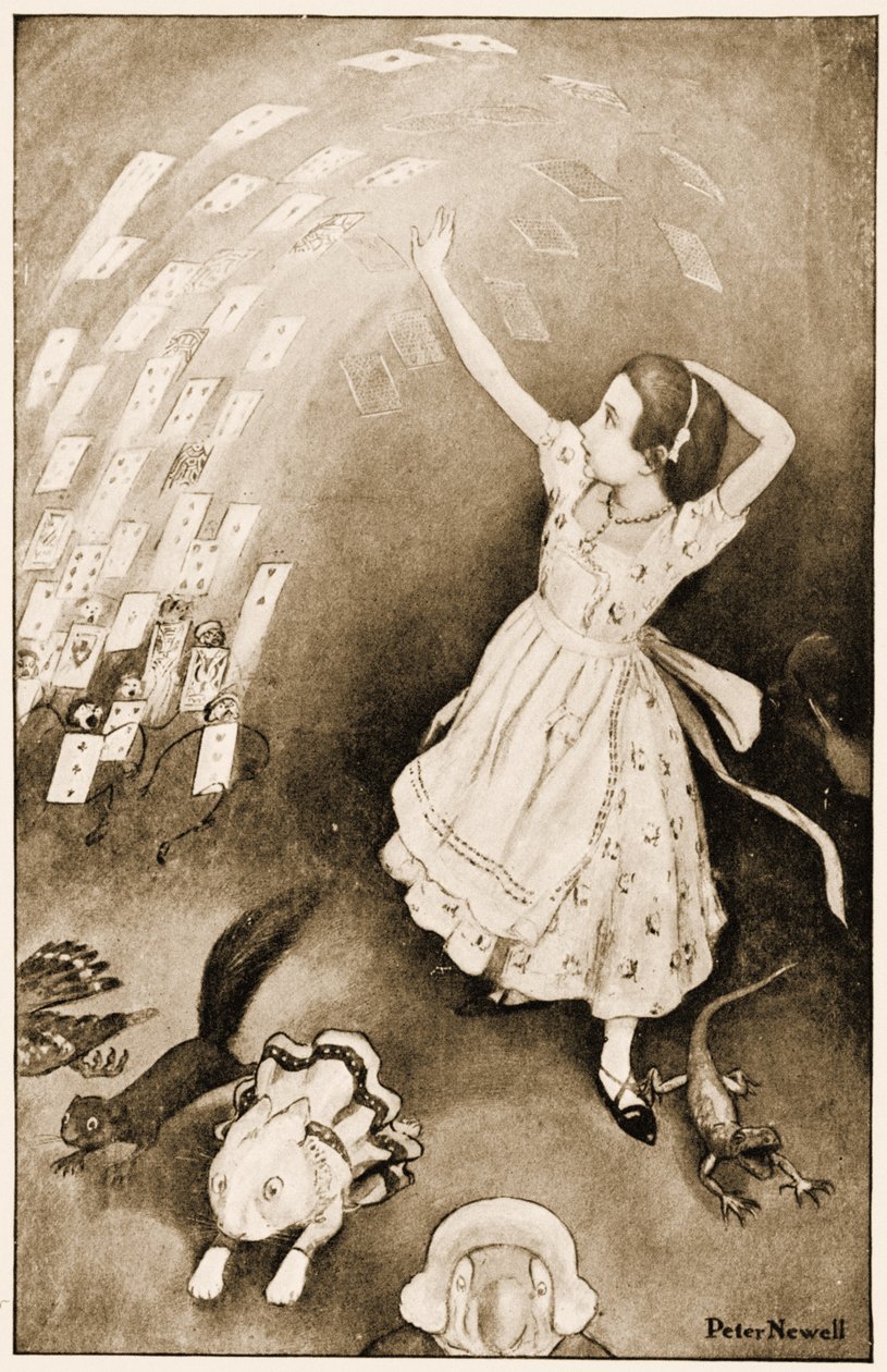 „Nato se celá smečka vznesla do vzduchu“, ilustrace k Alence Dobrodružství v říši divů od Lewise Carrolla, 1901 od Peter Newell