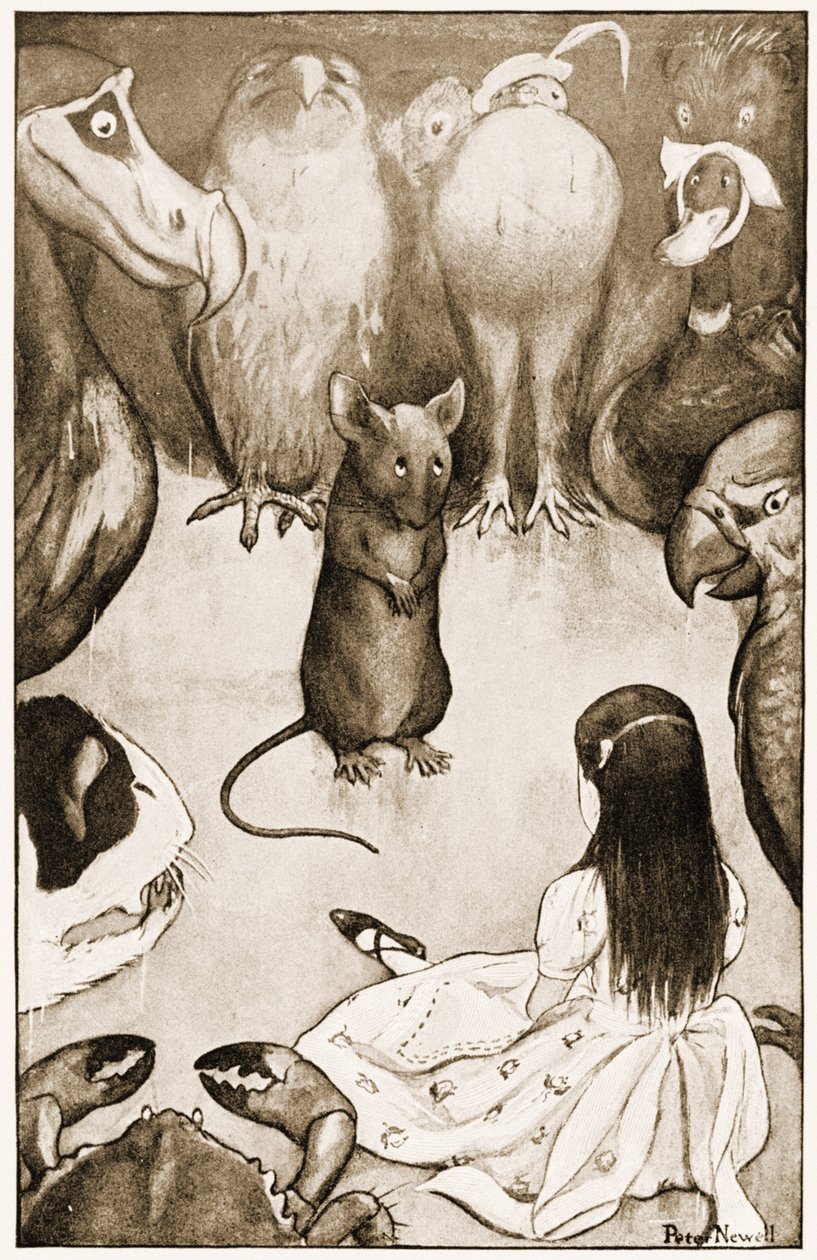 "Můj je dlouhý a smutný příběh," řekla myš, ilustrace k Alence Dobrodružství v říši divů od Lewise Carrolla, 1901 od Peter Newell