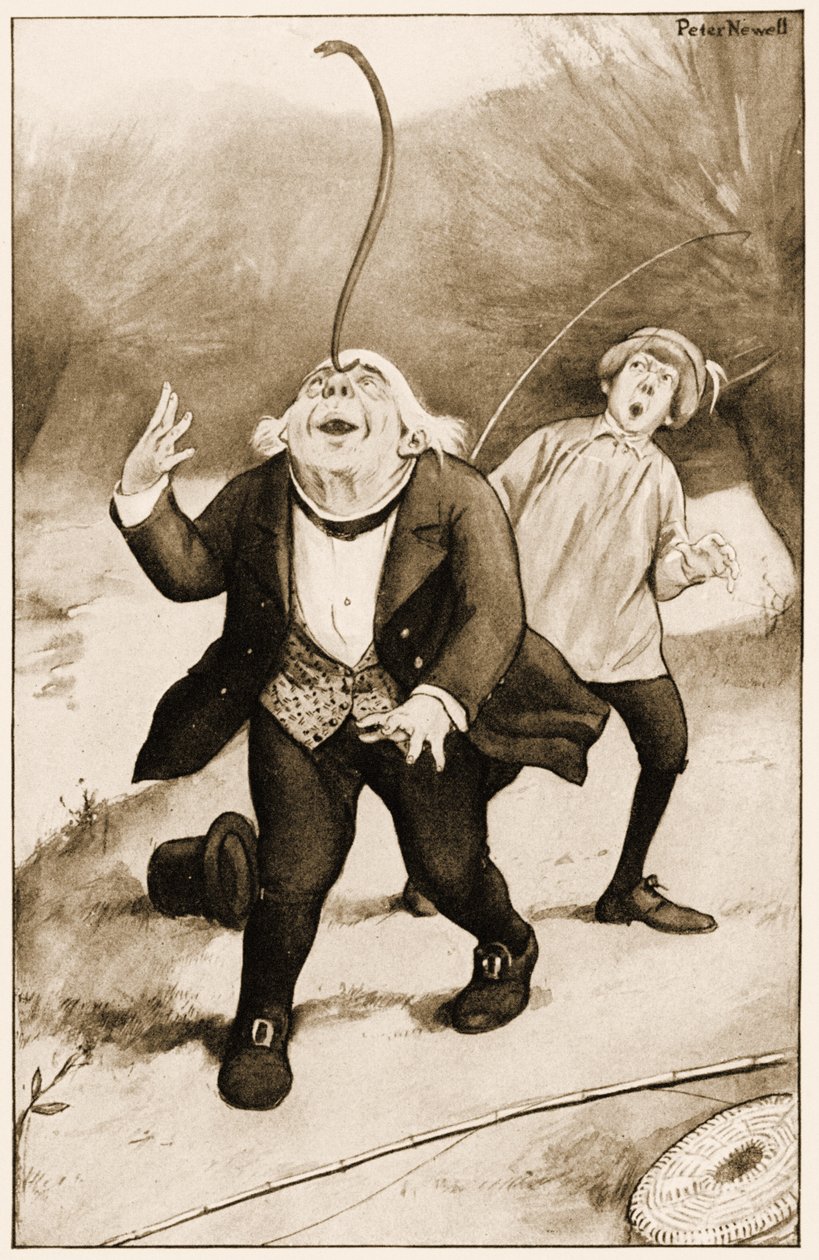 „Starý otec William balancuje s úhořem na konci nosu“, ilustrace k Alence Dobrodružství v říši divů Lewise Carrolla, 1901 od Peter Newell
