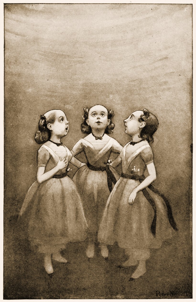Žili na dně studny, ilustrace k filmu Lewise Carrolla Alenčina dobrodružství v říši divů, 1901 od Peter Newell