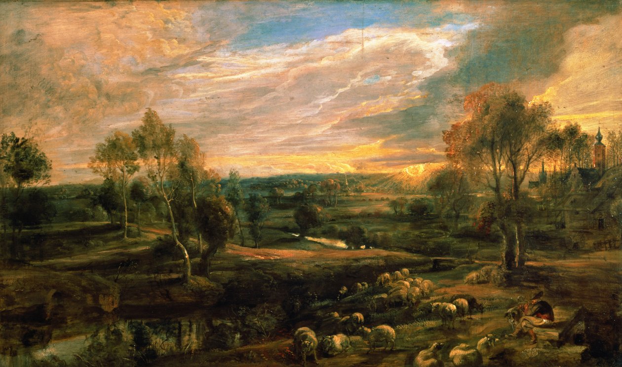 Krajina s pastýřem a jeho stádem, kolem roku 1638 (olej na dubu) od Peter Paul Rubens