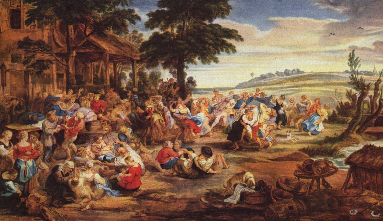 Hodující a tančící rolníci od Peter Paul Rubens