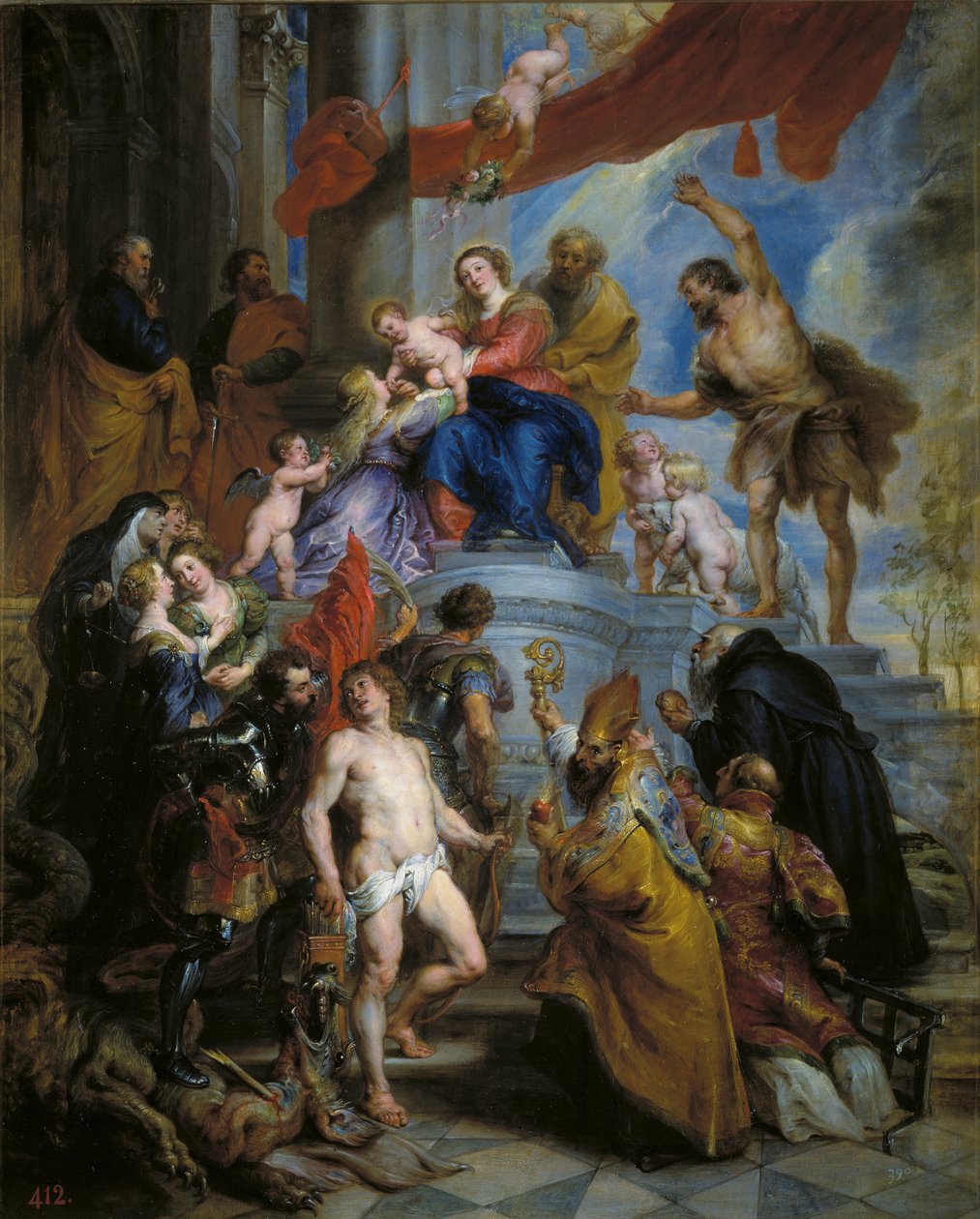 Svatá rodina obklopená svatými od Peter Paul Rubens