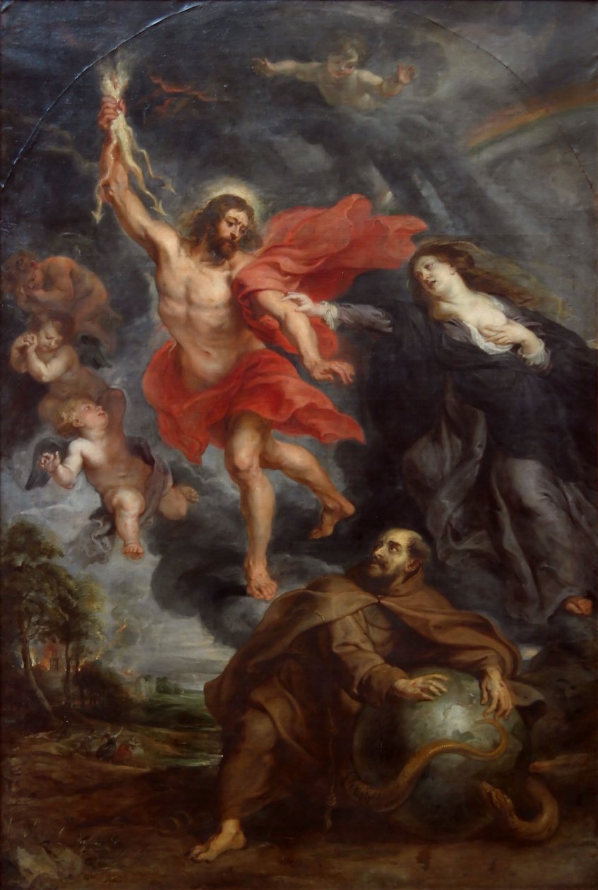 Křižovatka Panny Marie a svatého Františka zastavující božský hněv od Peter Paul Rubens