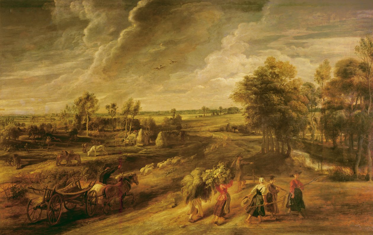 Sedláci vracející se z polí, kolem 1632-34 od Peter Paul Rubens