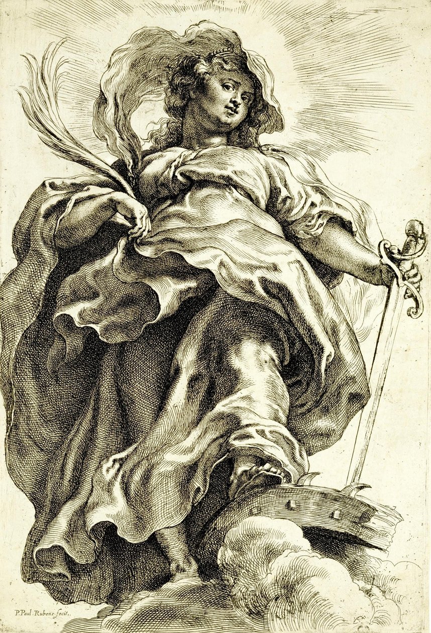 Svatá Kateřina (Alexandrijská) v oblacích od Peter Paul Rubens