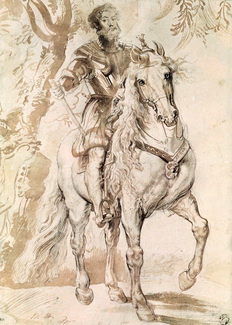 Studie k jezdeckému portrétu vévody z Lermy (1553-1625) 1603 od Peter Paul Rubens