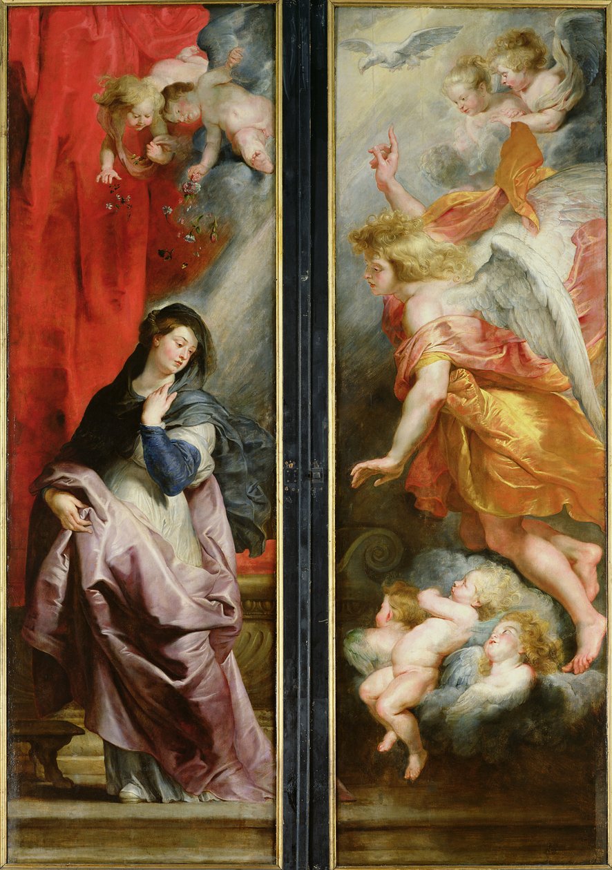 Zvěstování, z rubu Triptychu Umučení sv. Štěpána, kolem roku 1617 od Peter Paul Rubens