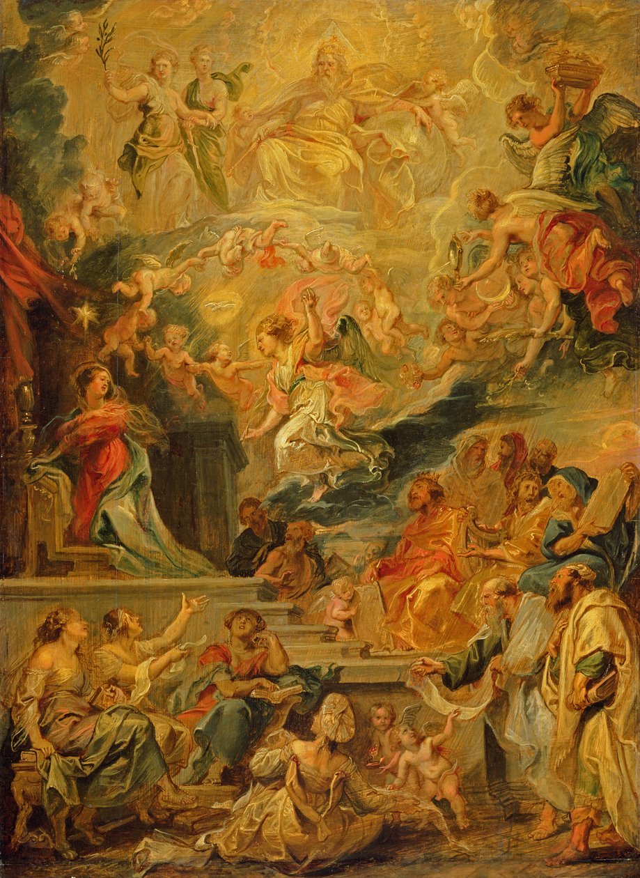 Inkarnace jako splnění všech proroctví, c.1628-29 (olej na dřevěné desce) od Peter Paul Rubens