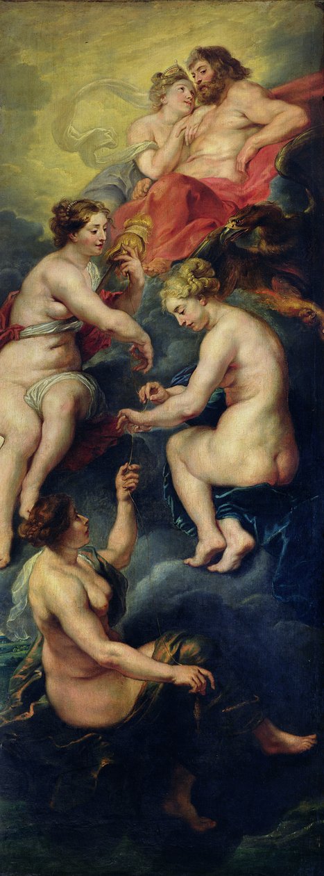 Medicejský cyklus: Tři osudy předpovídající budoucnost Marie de Medici (1573-1642) 1621-25 od Peter Paul Rubens