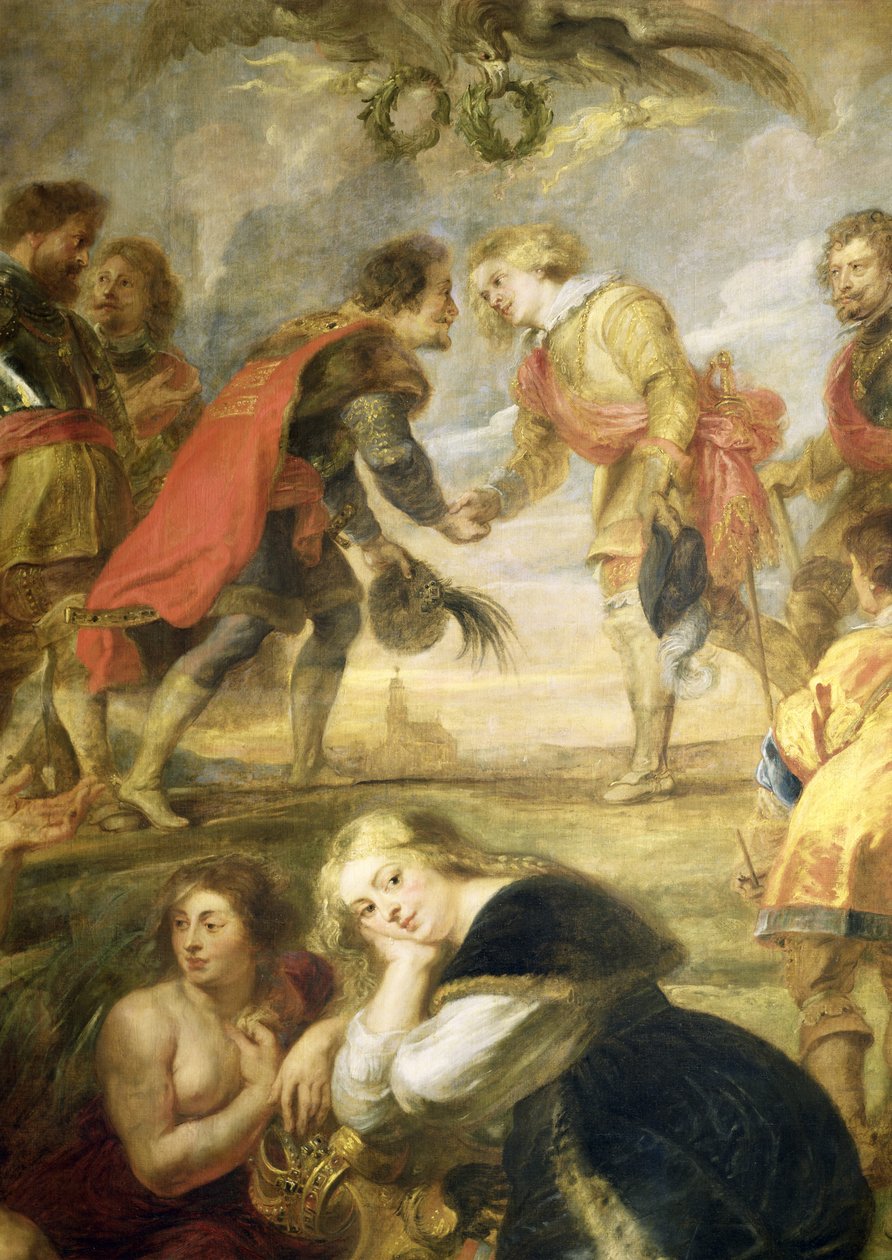 Setkání Ferdinanda II. (1578-1637) a jeho syna kardinála Infante Ferdinanda před bitvou u Nordlingenu v roce 1634, 1634-35 od Peter Paul Rubens