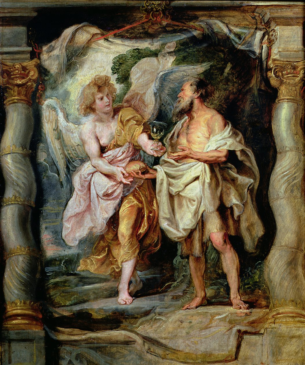 Prorok Eliáš a anděl v poušti, kolem 1626-28 (panel) od Peter Paul Rubens