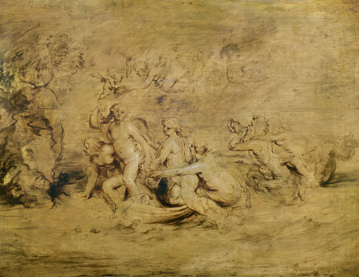 Triumf Venuše (červený, černý a bílý inkoust a křída na papíře) od Peter Paul Rubens