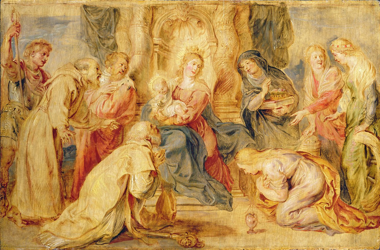 Panna a dítě uctívané osmi svatými, kolem 1631-33 (panel) od Peter Paul Rubens