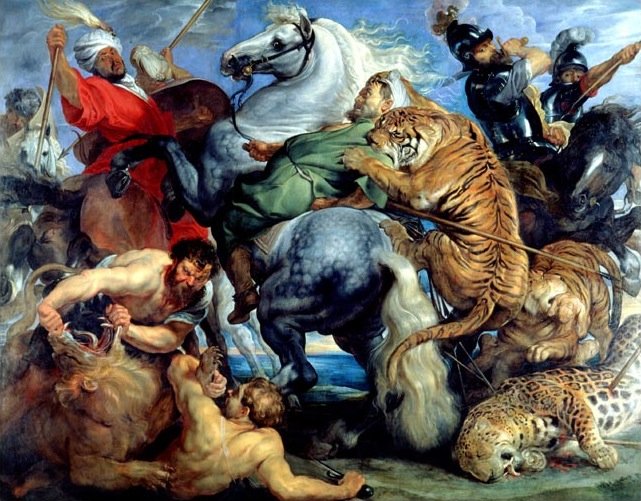 Lov tygrů a lvů od Peter Paul Rubens