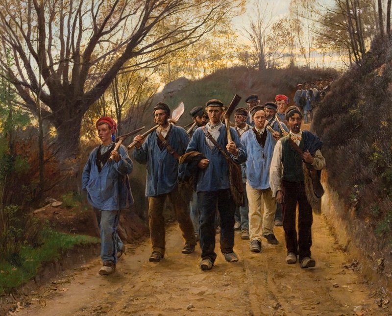 Francouzští zemědělští dělníci na dálnici od Peder Severin Krøyer