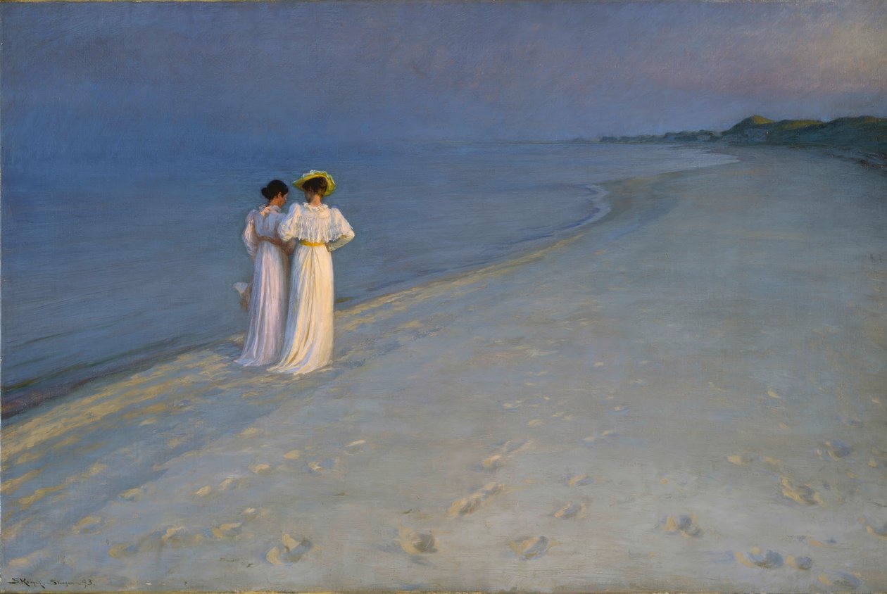 Letní večer na jižní pláži od Peder Severin Krøyer