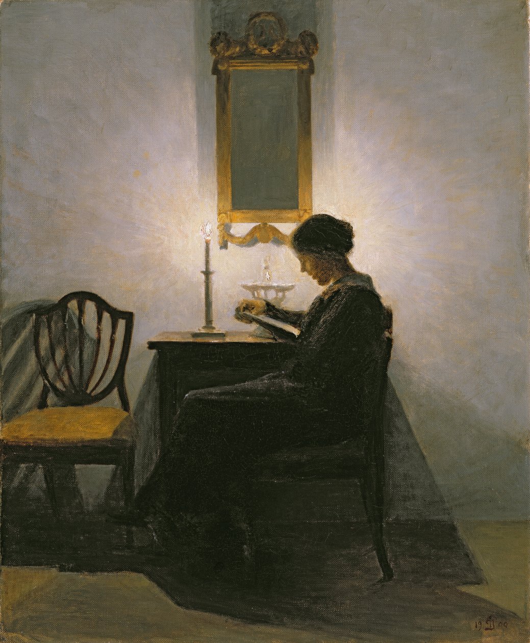 Žena čtoucí při svíčkách, 1908 od Peter Vilhelm Ilsted