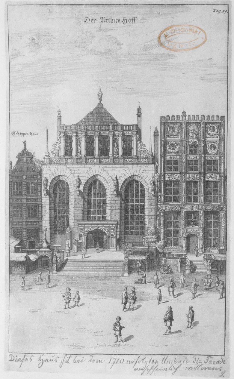 Artův dvůr, 1687 (lept na skvrnitém papíře) od Peter Willer