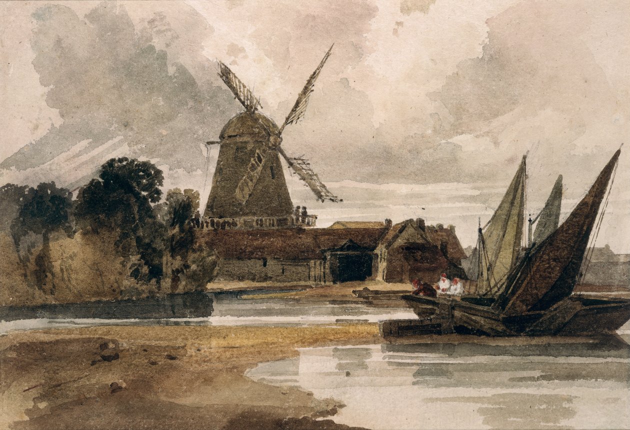 Smock Mill na Temži od Peter de Wint