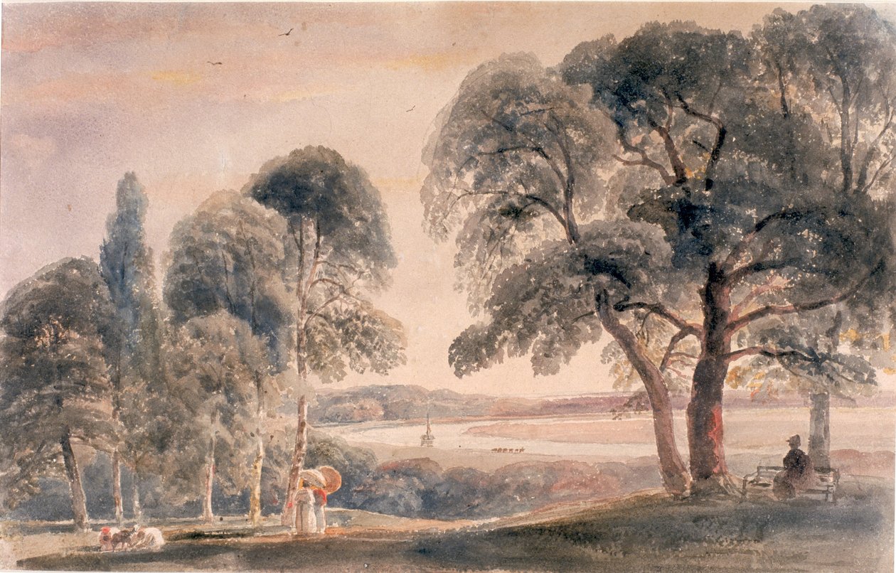 Weybridge Meadows (akvarel na papíře) od Peter de Wint