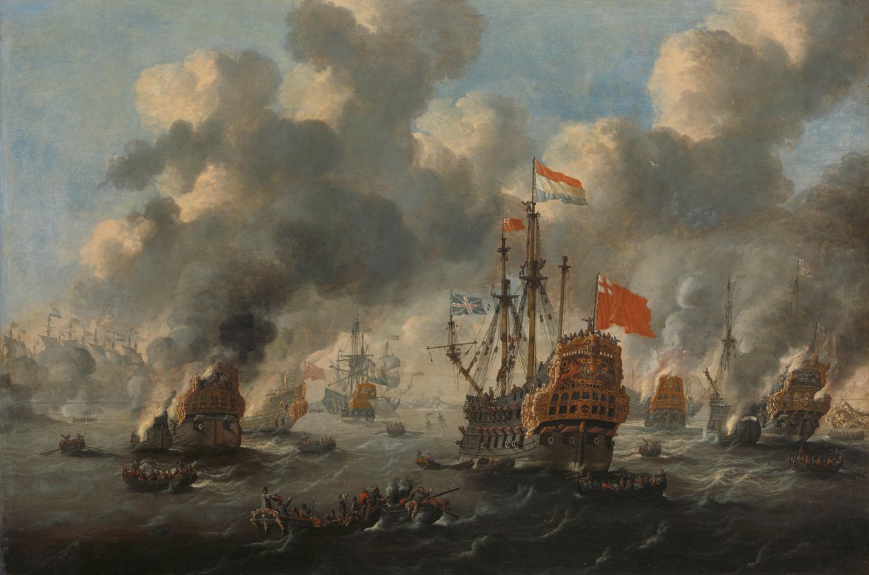 Pálení anglické flotily u Chathamu, 20. června 1667 od Peter van de Velde