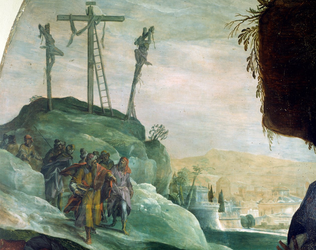 Kalvárie, detail z Deposition from Cross od Petera Candida (1548-1628), olej na plátně, 294x177 cm od Peter (1548 1628) Candid