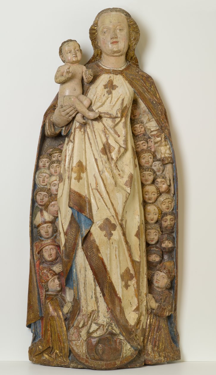 Madonna and Child Sheltering Supplicants under Her Cloak, c.1471 (lipové dřevo, polychromie, zlatý a stříbrný list) od Peter (attr.to) Koellin