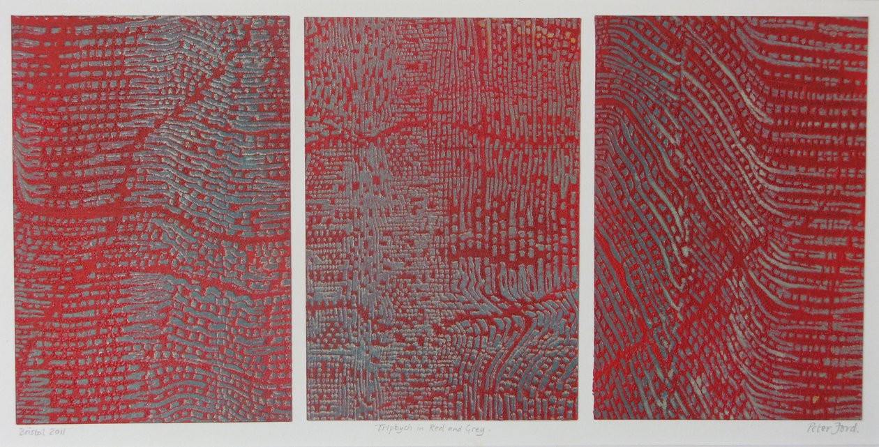 Triptych v červené a šedé barvě od Peter A Ford